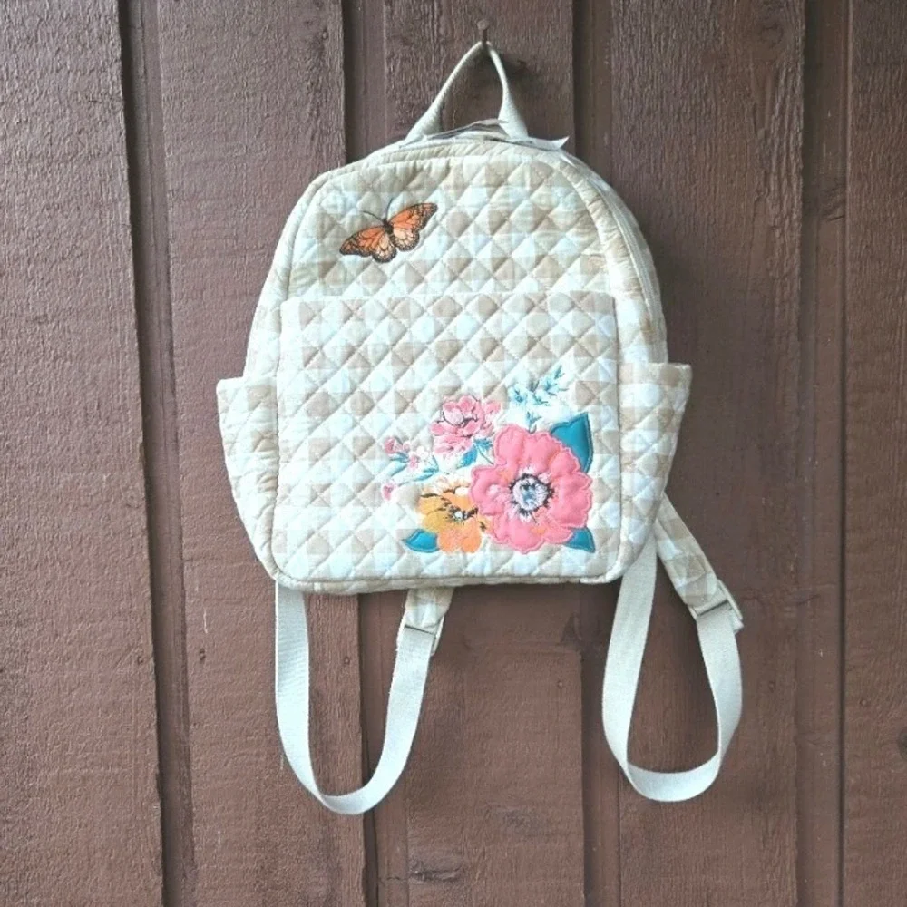 Vera Bradley Essential Small Backpack Abuzz Gingham Butterfly Embroidered Cotton Outlet Essential Small Backpack - Cotton | Vera Bradley  main image 2